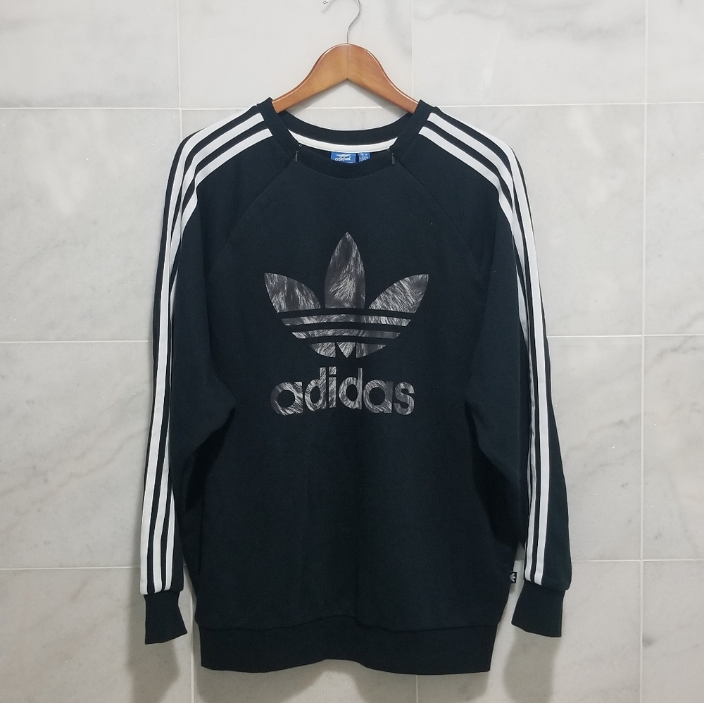 Addidas 3 Stripes Trifold Zipper Collar Pullover L
